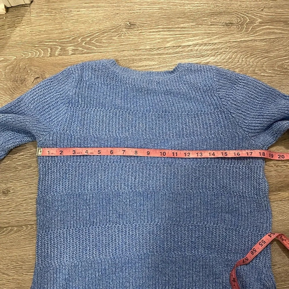 Ll bean chunky stripe blue 100 % cotton Blue Women's Sweater size medium - Picture 6 of 7